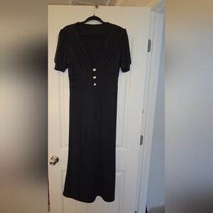 SHEIN Black Short Sleeve Dress with Button Accents Size Large
